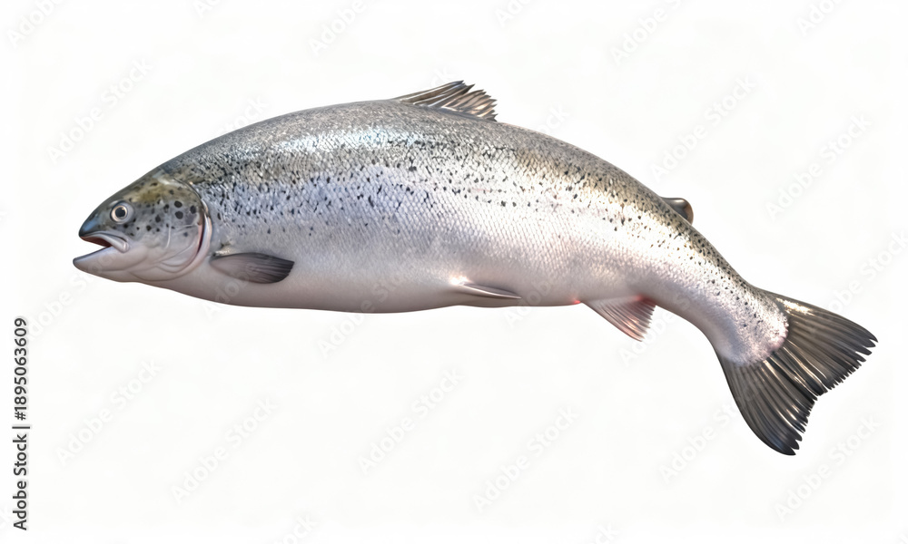 Obraz premium Fresh Atlantic Salmon on White Background