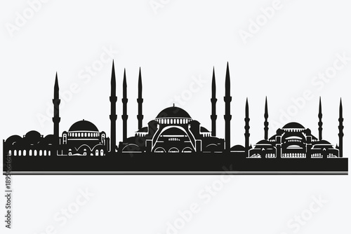 minimalist Istanbul city view silhouette sketch illustration vector