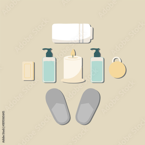 Symmetrical Self Care Bathroom Essentials Flat Square Layout
