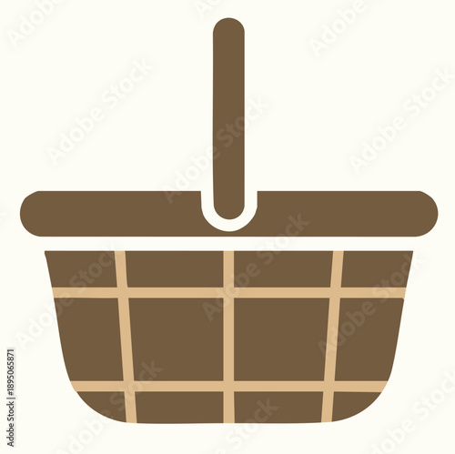 Minimal basket icon, flat vector, two colors with light yellow background