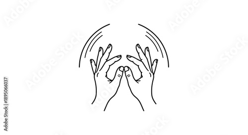 Simple line drawing of hands clapping together.