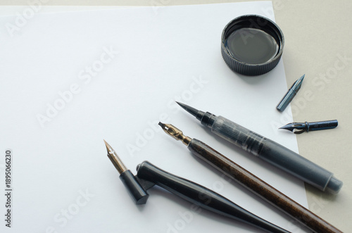 Paper, ink and calligraphy pens. Lettering Workshop details