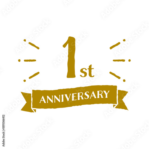 手書き風 かわいい金色のアニバーサリー 1st