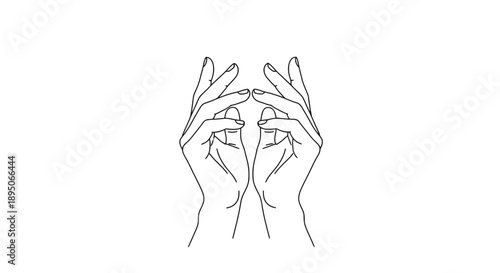 Simple line drawing of two hands forming a heart shape.