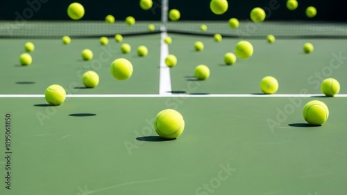 Wallpaper Mural Tennis balls scattered on court surface. Torontodigital.ca