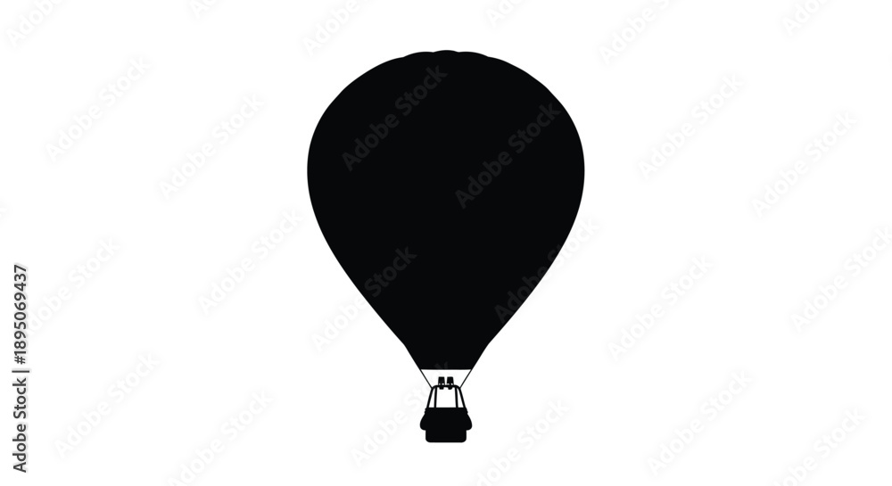Obraz premium A striking black hot air balloon against a white background silhouette