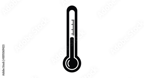 Simple thermometer illustration with a black fill silhouette