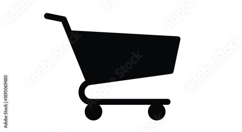 Simple black shopping cart icon with a distinct silhouette