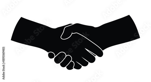 A black silhouette depicting a firm handshake agreement silhouette