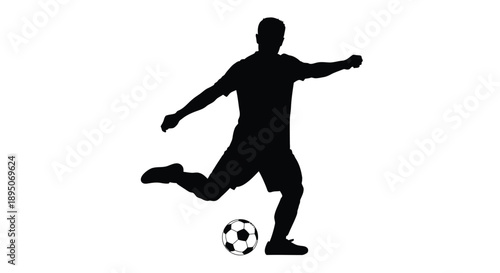 A dynamic soccer player in motion captured as a striking silhouette