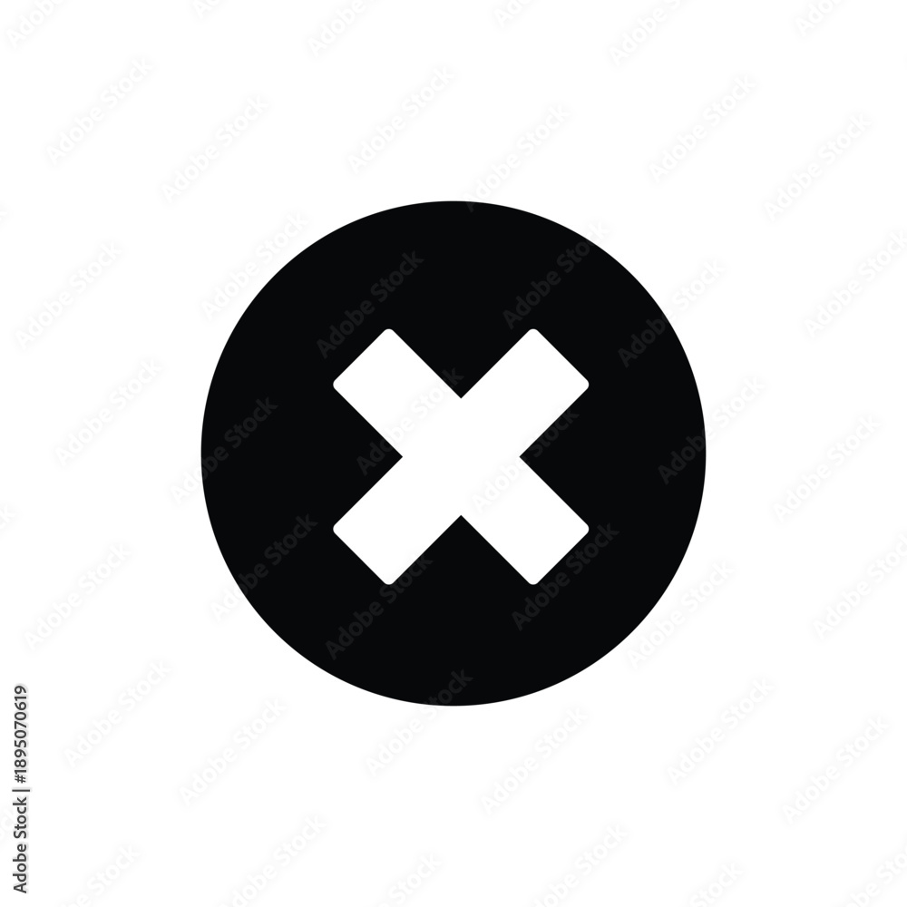 Obraz premium Cancel Cross Circle Icon Vector – Close, Remove or Error Symbol for UI Interface