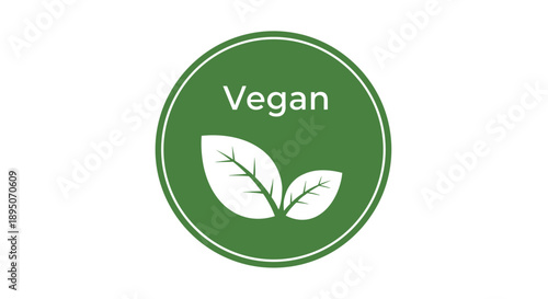 Vegan Icon Label – Green Plant-Based Food Symbol Badge Vector