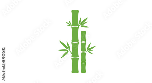 Bamboo Icon – Green Plant Stalk Vector Symbol with Leaves
