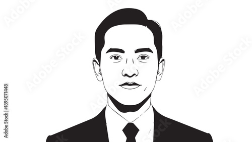 Portrait illustration of a man in a formal suit and tie.