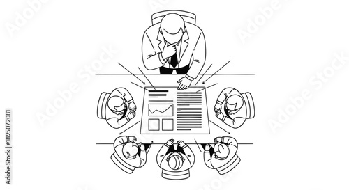 Business team meeting with leader presenting data on a chart and graph