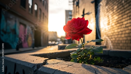 Wallpaper Mural Vibrant red flower in urban alleyway. Torontodigital.ca