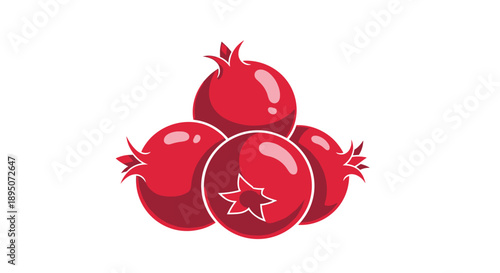 Beautiful group of red pomegranates representing health and fertility for fruit juice packaging or fresh market produce promotion.