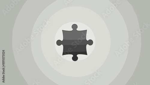 Black puzzle piece, secret element concept, mystery and solution illustration