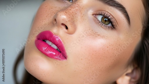 Wallpaper Mural Woman with pink lipstick looking up. Torontodigital.ca