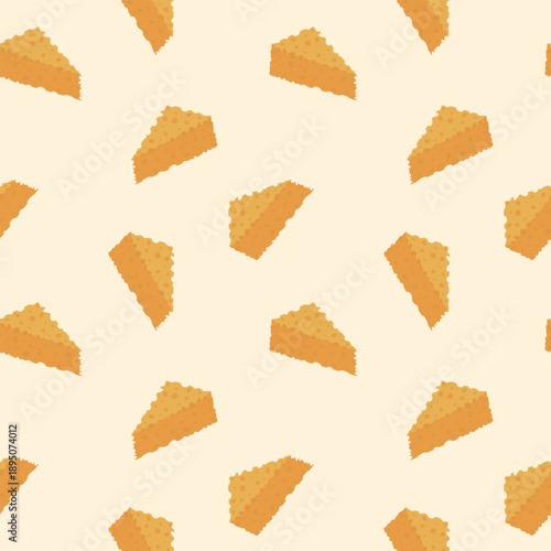 Charming seamless vector pattern featuring porous yellow cheese wedges on a soft cream background, ideal for deli branding, dairy product packaging, and kitchen textiles.