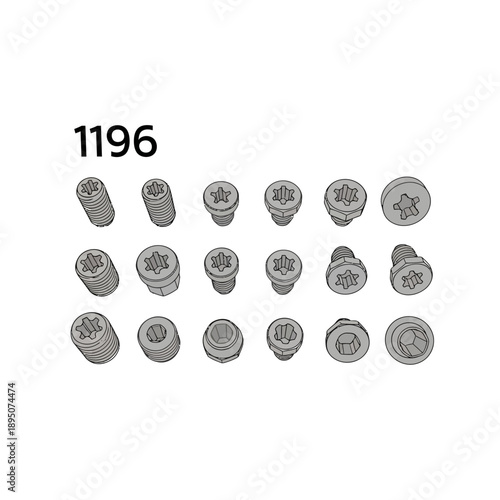 Vector set of various tamper-proof security screws with different drive types