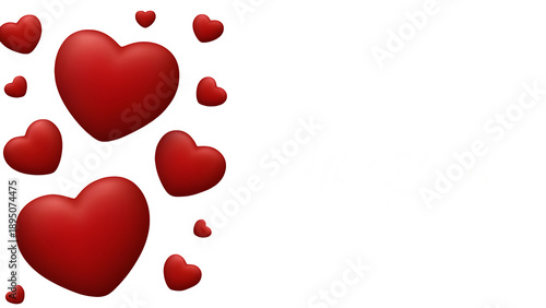 Happy valentine's day celebration with floating red 3d hearts on a dark background