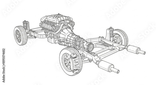 Automotive Drivetrain System Illustration.