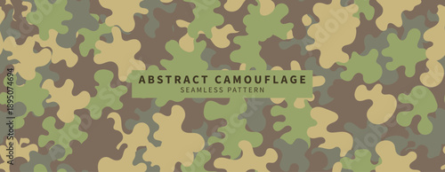 Seamless Abstract Camouflage Pattern, Modern Military Style Background, Trendy Ornament