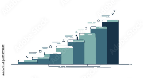 Vector business graph illustration with ascending bars