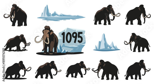 Woolly Mammoth and Iceberg Vector Collection