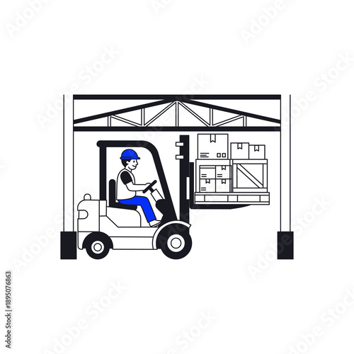 forklift truck with a box