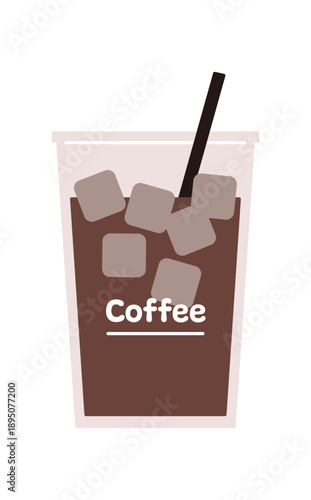 シンプルなテイクアウト用アイスコーヒーのベクターイラスト。