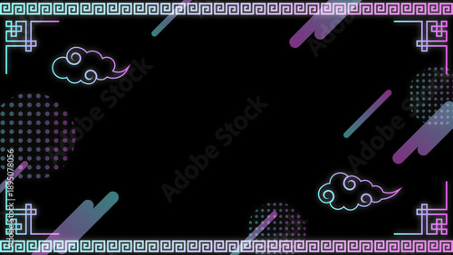 中華・チャイナ風　かわいいポップな背景　16:9