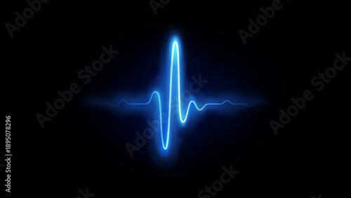 Vector illustration of realistic glowing pulse line representing heartbeat and heart rate. Luminous cardiogram waveform symbolizing medical monitoring and modern healthcare technology