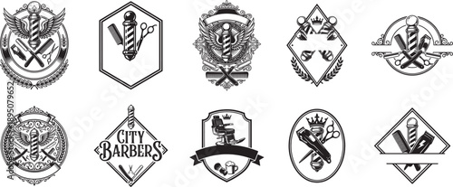 Set of Barber shop logo vintage style