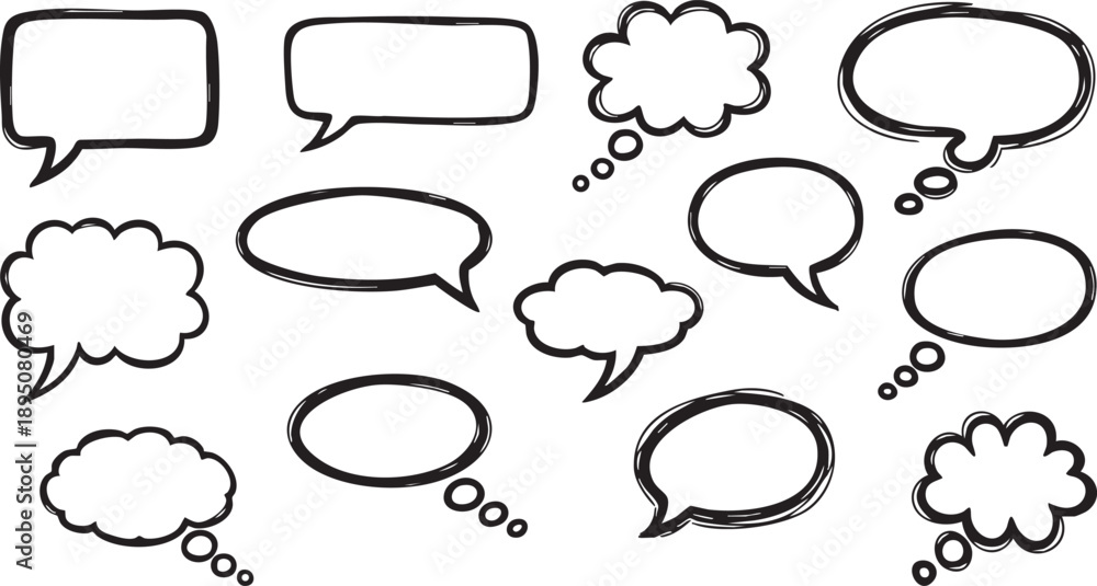 Fototapeta premium Hand-Drawn Speech and Thought Bubbles Collection