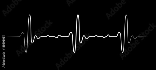 Vector illustration of pulse line in flat minimal style representing heartbeat and heart rate monitoring concept