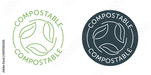 Compostable label in thin line and circle shape