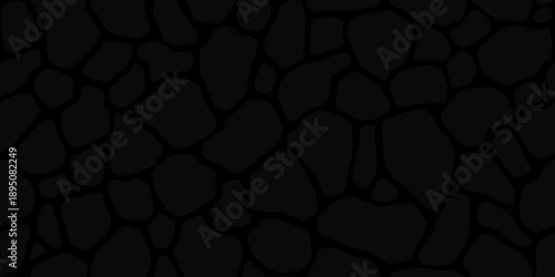 Vector illustration of seamless pattern with black stones creating dark natural texture background for modern design concepts