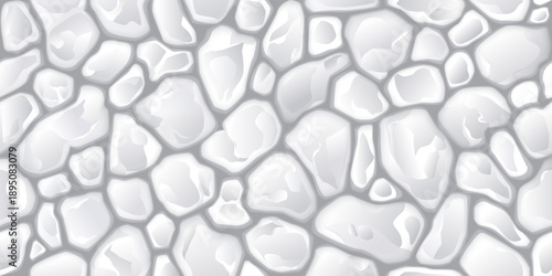 Vector illustration of seamless pattern with white stones creating natural texture background for design and decoration concepts