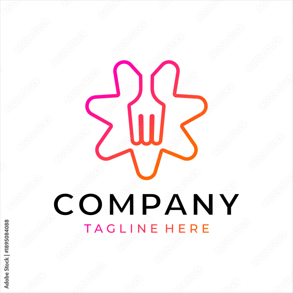 Fototapeta premium A logo combining a fork and a star. This logo is perfect for a food business.