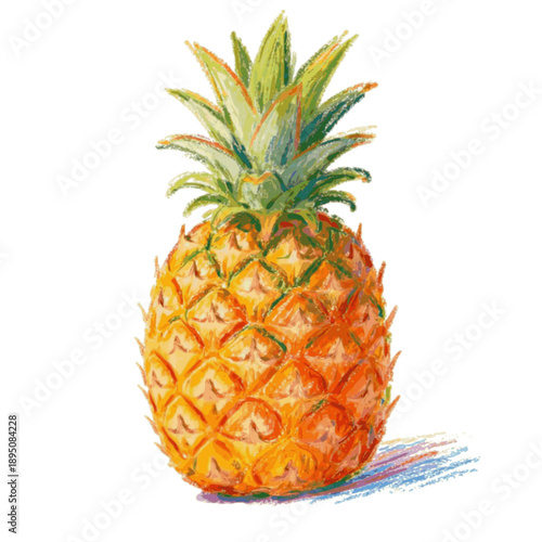 Crayon drawing of pineapple  vector, svg
