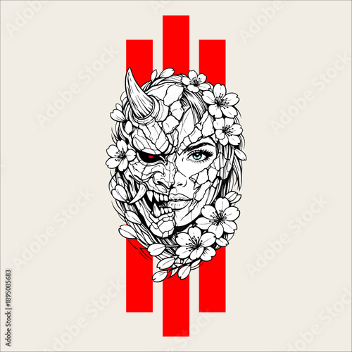Japanese geisha kimono artwork vector illustration