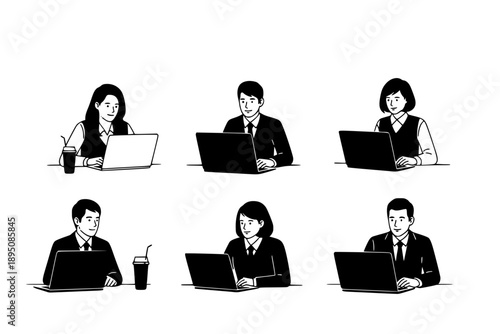 Digital Nomad Working on Laptop Silhouette Vector, Remote Work Lifestyle and Travel Freedom Graphic, Work from Anywhere Concept Illustration