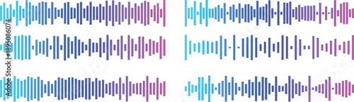 Colorful audio waveform background abstract sound bars Music equalizer waveform gradient blue to pink background