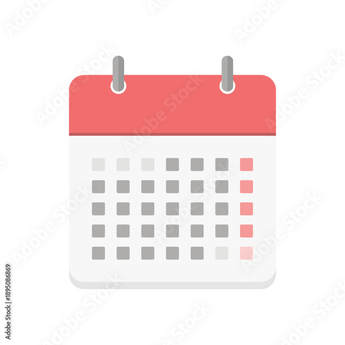 シンプルな月曜始まりの月間カレンダーのアイコン - 予定表や1ヶ月のイメージ素材 - 日付の数字なし