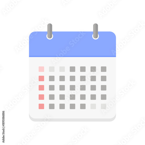 シンプルな日曜始まりの月間カレンダーのアイコン - 予定表や1ヶ月のイメージ素材 - 日付の数字なし