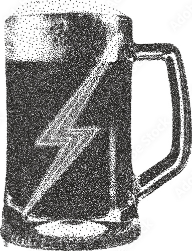 Beer retro y2k stipple design beverage halftone brutalist urban vector png with clear background, ale 2000s photocopy grunge tattoo gen z effect