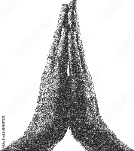 Prayer vintage y2k stipple art, chant halftone stipple brutalist retro vector png with transparent background, faith 2000s aesthetic photocopy effect tattoo