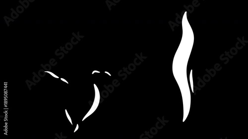 Cartoon animation smell vapour, aromatic smoke, haze or gas in flat manga style. Looping motion 2d element for game isolated on black background with alpha matte channel.
